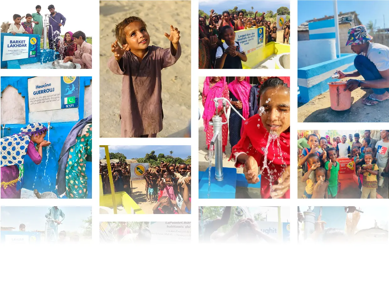 Enfants accédant à l'eau grâce aux pompes installées.